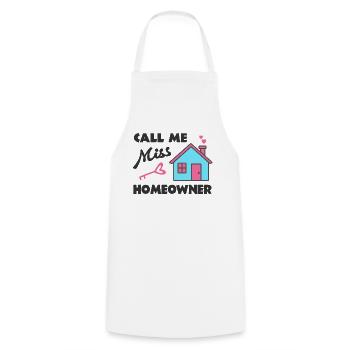 Emménagement Fest Appelez-moi Mme Propriétaire - Tablier de cuisine - blanc - Devant - AI Model Male 185 dark (185cm)
