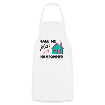 Emménagement Fest Appelez-moi Mme Propriétaire - Tablier de cuisine - blanc - Devant - AI Model Male 185 dark (185cm)