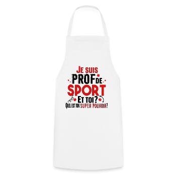Prof de Sport Professeur Métier Cadeau Humour - Tablier de cuisine - blanc - Devant - AI Model Male 185 dark (185cm)