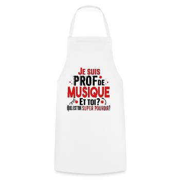 Prof Professeur Musique Métier Collège Lycée - Tablier de cuisine - blanc - Devant - AI Model Male 185 dark (185cm)