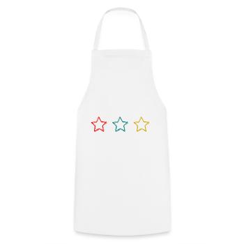 THANK YOU. MISTRESS. MASTER. THANK YOU MISTRESS. STAR - Cooking Apron - white - Front - AI Model Male 185 dark (185cm)