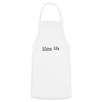 vie lente - Tablier de cuisine - blanc - Devant - AI Model Male 185 dark (185cm)