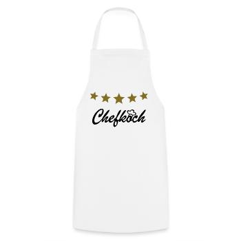 Kochschürze Chefkoch 5 Sterne - Kochschürze - Weiß - Vorne - AI Model Male 185 dark (185cm)
