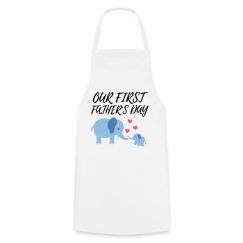 Our first father's day - Cooking Apron - white - Front - AI Model Male 185 dark (185cm)