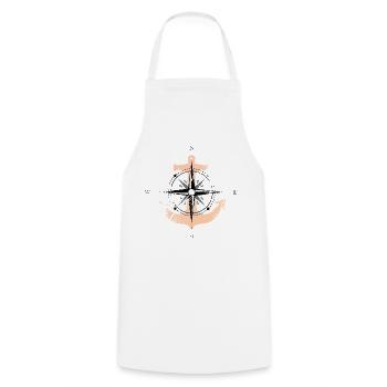 Compass Rose Anchor Compass Maritime Motif orange - Cooking Apron - white - Front - AI Model Male 185 dark (185cm)
