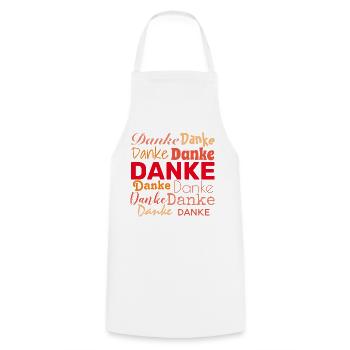 DANKE - DANKESCHÖN - DANKBARKEIT - DANKBAR - Kochschürze - Weiß - Vorne - AI Model Male 185 dark (185cm)