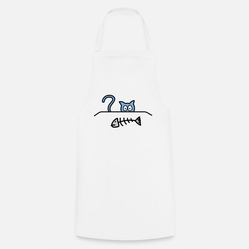 Chat affamé - Tablier de cuisine - blanc