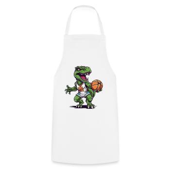 Basketball Dinosaure T-Rex Player Sports Cartoon - Tablier de cuisine - blanc - Devant - AI Model Male 185 dark (185cm)