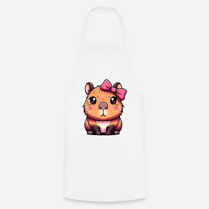 Süßes Capybara Rosa Schleife Capybara - Kochschürze - Weiß