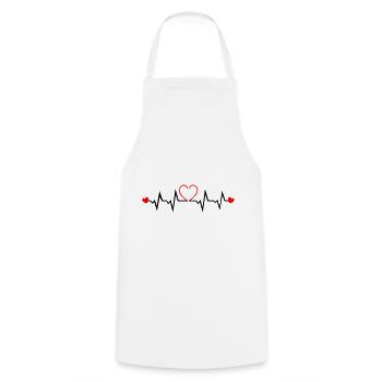 Heartbeat, Heart, Love, Couple - Cooking Apron - white - Front - AI Model Male 185 dark (185cm)