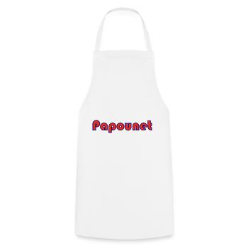 PAPOUNET. BONNE FÊTE PAPA. PAPA. FÊTE DES PÈRES - Tablier de cuisine - blanc - Devant - AI Model Male 185 dark (185cm)