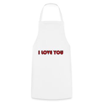 I LOVE YOU. LOVE. COUPLE. JUST MARRIED. bachelorette party. LOVE - Cooking Apron - white - Front - AI Model Male 185 dark (185cm)