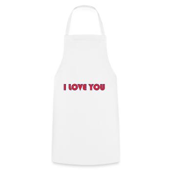LOVE. COUPLE. JUST MARRIED. EVJF. SAINT VALENTIN. - Tablier de cuisine - blanc - Devant - AI Model Male 185 dark (185cm)