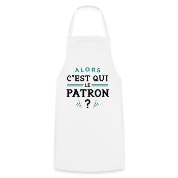 qui est le patron - Tablier de cuisine - blanc - Devant - AI Model Male 185 dark (185cm)