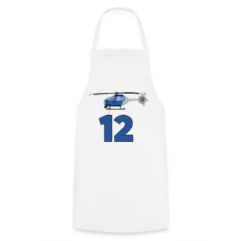 Helicopter 12th birthday - Cooking Apron - white - Front - AI Model Male 185 dark (185cm)