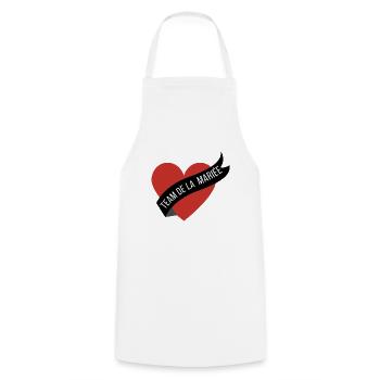 Team La mariée cœur rouge et ruban - Tablier de cuisine - blanc - Devant - AI Model Male 185 dark (185cm)