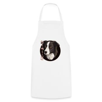 Japanese Border Collie Dog - Cooking Apron - white - Front - AI Model Male 185 dark (185cm)