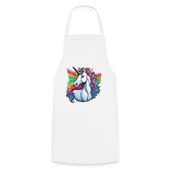 Licorne / Cheval / Fille / Créature mythique / Conte de fées - Tablier de cuisine - blanc - Devant - AI Model Male 185 dark (185cm)