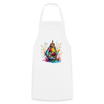 Ship / Boat / Anchor / Sea / Ocean / Captain - Cooking Apron - white - Front - AI Model Male 185 dark (185cm)