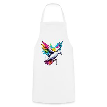 Friedenstaube / Vogel / Tier / fliegen / Hochzeit - Kochschürze - Weiß - Vorne - AI Model Male 185 dark (185cm)