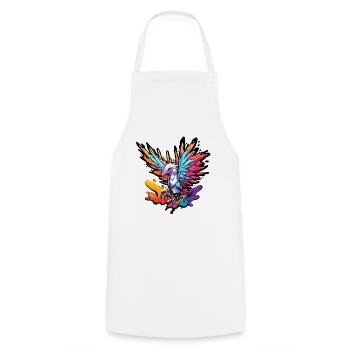 Phoenix / Bird / Animal / Mythical Creature / Fire - Cooking Apron - white - Front - AI Model Male 185 dark (185cm)