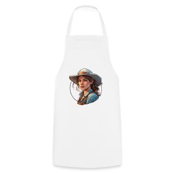 Farmer / Farmer / Farm / Harvest / Woman - Cooking Apron - white - Front - AI Model Male 185 dark (185cm)