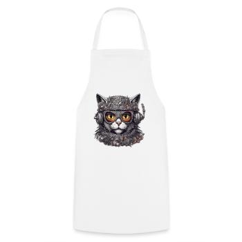 Cool Cat / Funny / Animal / Pet / Crazy - Cooking Apron - white - Front - AI Model Male 185 dark (185cm)