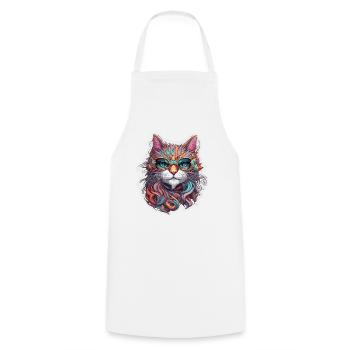 Cool Cat / Funny / Animal / Pet / Crazy - Cooking Apron - white - Front - AI Model Male 185 dark (185cm)