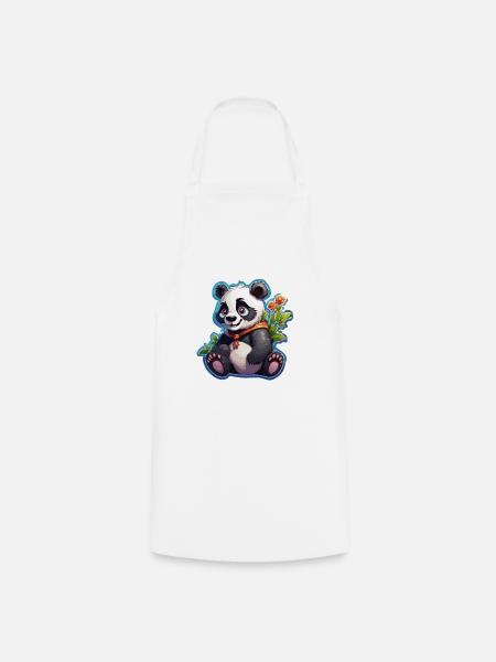 Panda / Tier / Zoo / Bambus / Wild / Kindlich - Kochschürze - Weiß