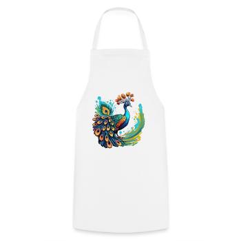 Peacock / Animal / Zoo / Plumage / Natural Beauty - Cooking Apron - white - Front - AI Model Male 185 dark (185cm)