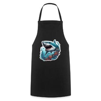 Requin / Faune / Sous-marin / Mer / Océan - Tablier de cuisine - noir - Devant - AI Model Male 185 dark (185cm)