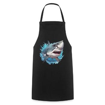 Requin / Faune / Sous-marin / Mer / Océan - Tablier de cuisine - noir - Devant - AI Model Male 185 dark (185cm)