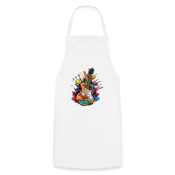Rock n roll / Guitare / Musique / Instrument - Tablier de cuisine - blanc - Devant - AI Model Male 185 dark (185cm)