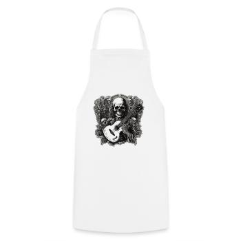 Rock n roll / Guitar / Music / Instrument - Cooking Apron - white - Front - AI Model Male 185 dark (185cm)