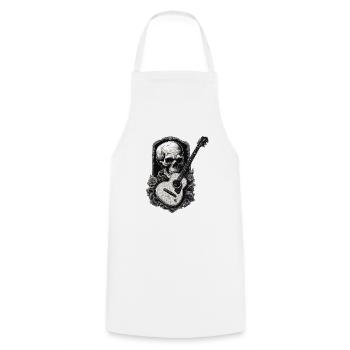 Rock n roll / Guitar / Music / Instrument - Cooking Apron - white - Front - AI Model Male 185 dark (185cm)