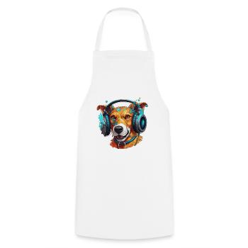 Headphones / Audio / Music / Animal / Dog / Cool - Cooking Apron - white - Front - AI Model Male 185 dark (185cm)