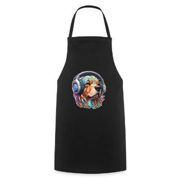 Headphones / Audio / Music / Animal / Dog / Cool - Cooking Apron - black - Front - AI Model Male 185 dark (185cm)