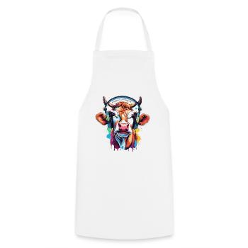 Headphones / Audio / Music / Animal / Cow / Cool - Cooking Apron - white - Front - AI Model Male 185 dark (185cm)