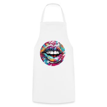 Bouche / Lèvres / Dents / Langue / Sourire / Baiser - Tablier de cuisine - blanc - Devant - AI Model Male 185 dark (185cm)