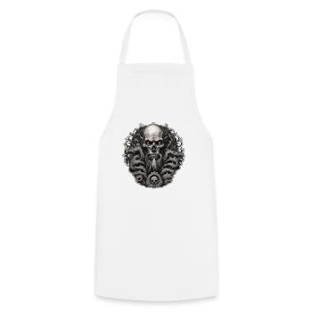 Skull / Totenkopf / Skelett / Gothic / Tattoo - Kochschürze - Weiß - Vorne - AI Model Male 185 dark (185cm)