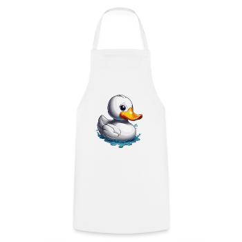 Gummiente / Badeente / Wasser / Badewanne - Kochschürze - Weiß - Vorne - AI Model Male 185 dark (185cm)