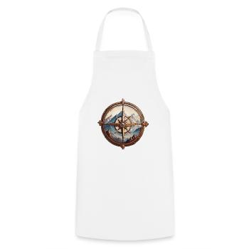 Boussole / Direction cardinale / Voyage / Survie - Tablier de cuisine - blanc - Devant - AI Model Male 185 dark (185cm)