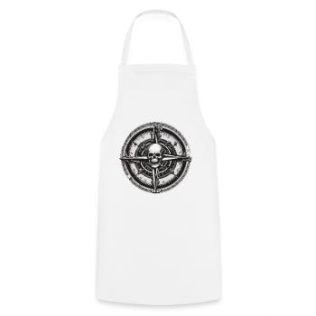 Compass / Cardinal Direction / Travel / Survival - Cooking Apron - white - Front - AI Model Male 185 dark (185cm)
