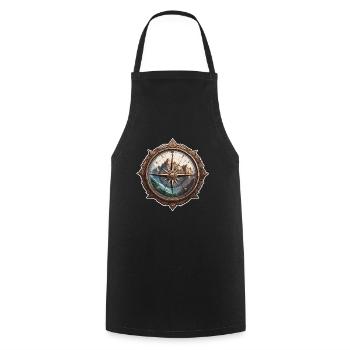 Compass / Cardinal Direction / Travel / Survival - Cooking Apron - black - Front - AI Model Male 185 dark (185cm)