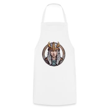 Femme viking / Thor / Odin / Nordique / Celtique - Tablier de cuisine - blanc - Devant - AI Model Male 185 dark (185cm)
