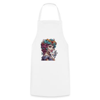 diabolical woman / blood / gothic / heavy metal - Cooking Apron - white - Front - AI Model Male 185 dark (185cm)