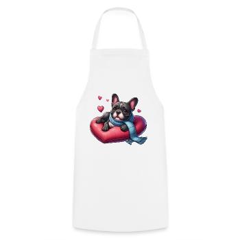 French Bulldog Drawing - Cooking Apron - white - Front - AI Model Male 185 dark (185cm)
