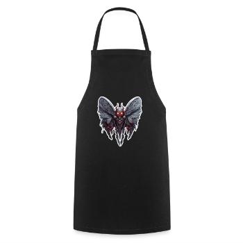 Mothman / Moth / Insect / Mythical Creature / Flutter - Cooking Apron - black - Front - AI Model Male 185 dark (185cm)