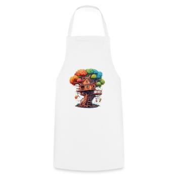 Cabane dans les arbres / Cime des arbres / Cabane dans les arbres / Aventure - Tablier de cuisine - blanc - Devant - AI Model Male 185 dark (185cm)