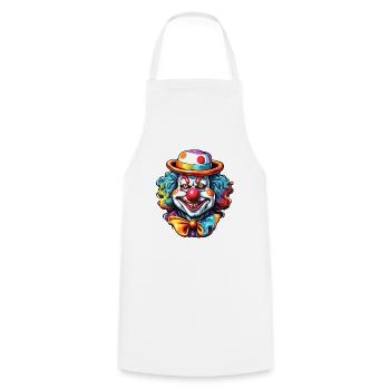 Clown / Zirkus / Fasching / Karneval / verspielt - Kochschürze - Weiß - Vorne - AI Model Male 185 dark (185cm)